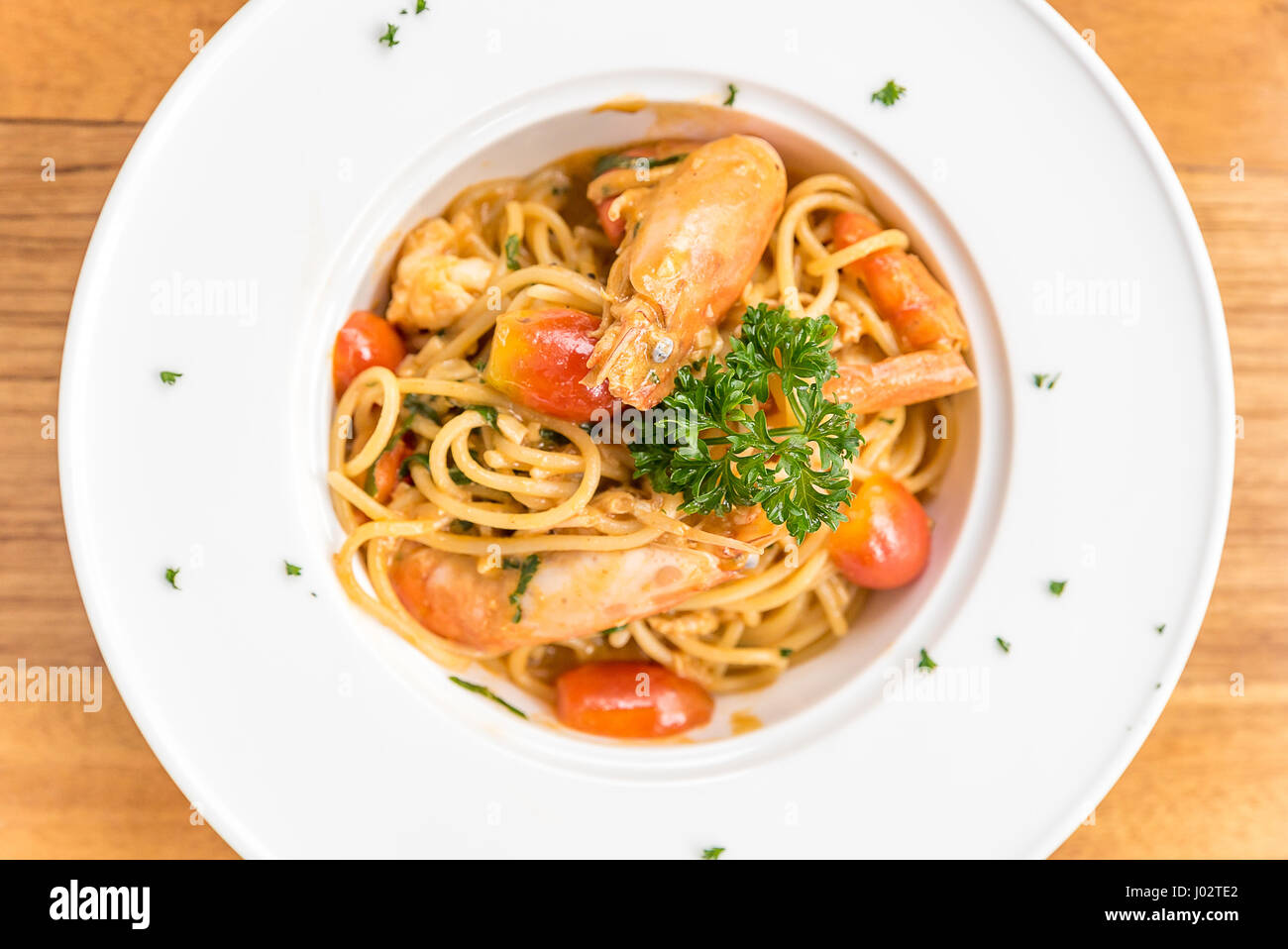 Prawn Pasta with Lobster bisque sauce Stock Photo Alamy