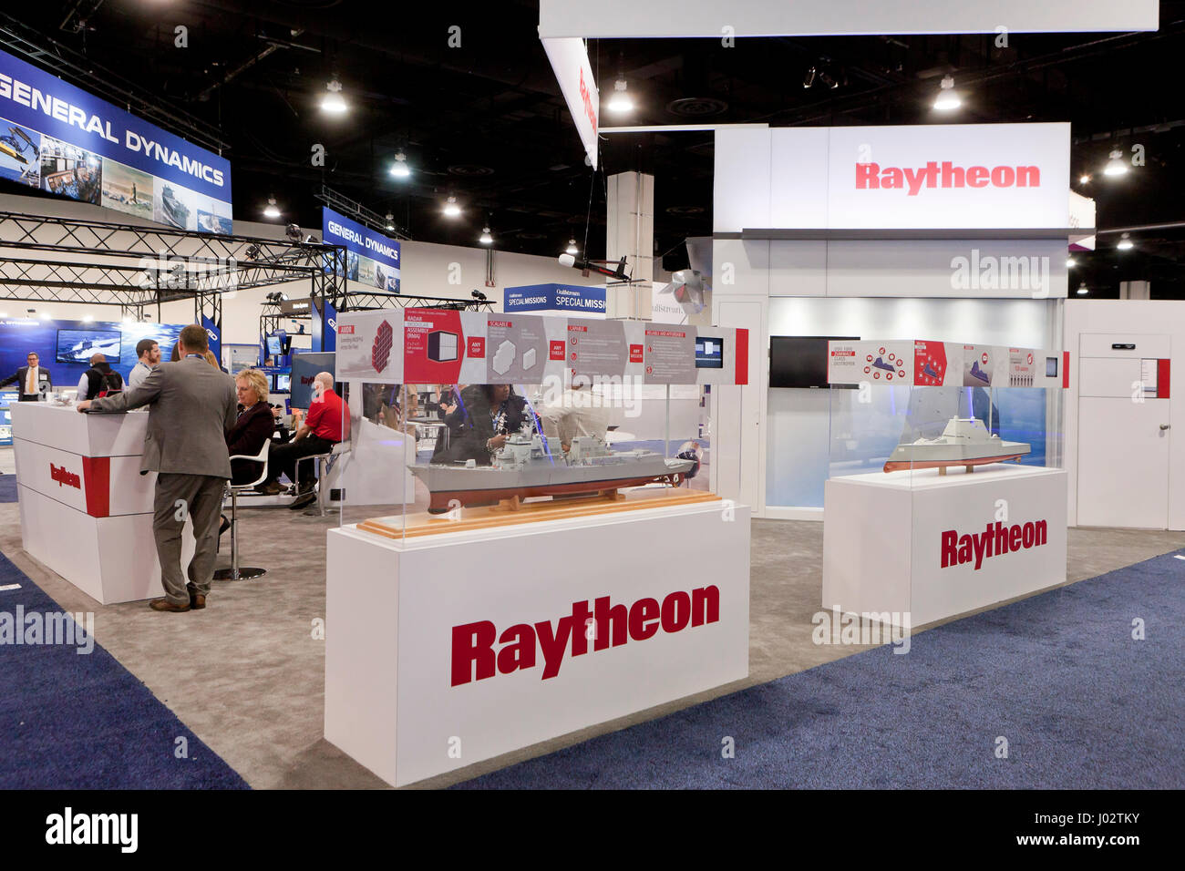 Raytheon exhibit booth at 2017 US Navy League Sea-Air-Space Exposition - Washington, DC USA Stock Photo