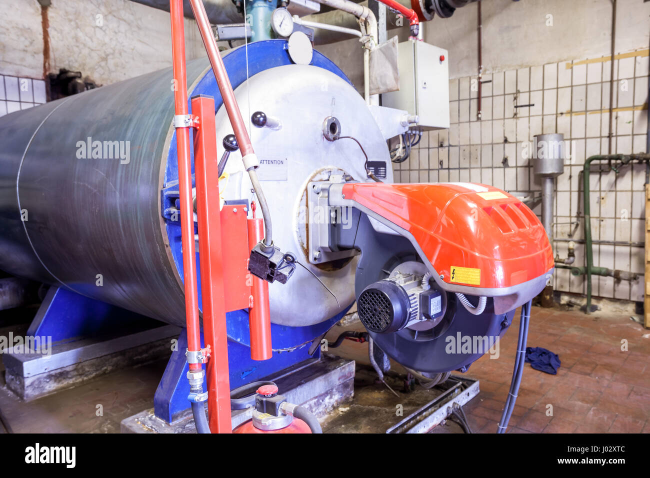 an industrial burner of the heating of the building Stock Photo