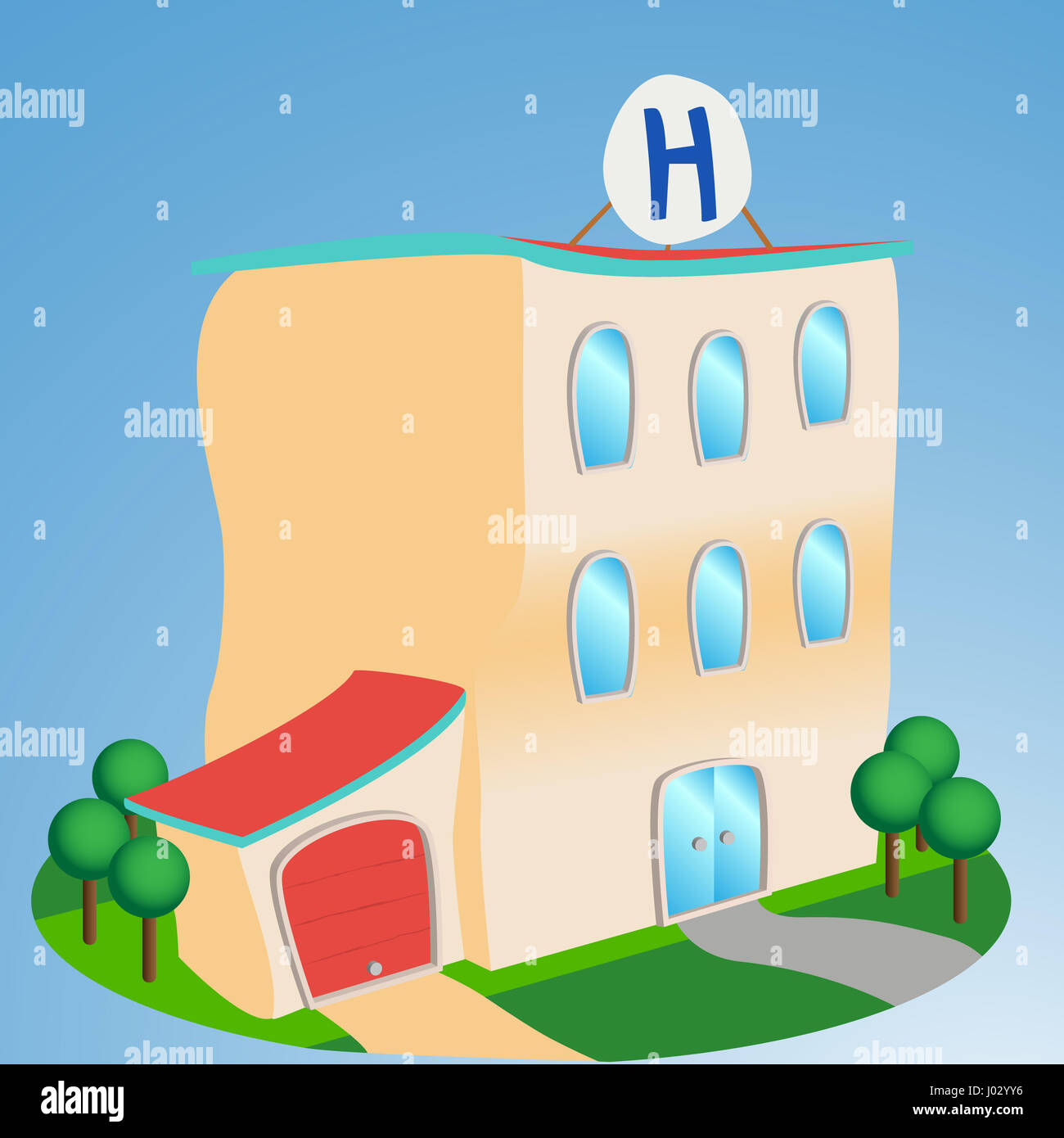 Cartoon style Hospital Stock Photo