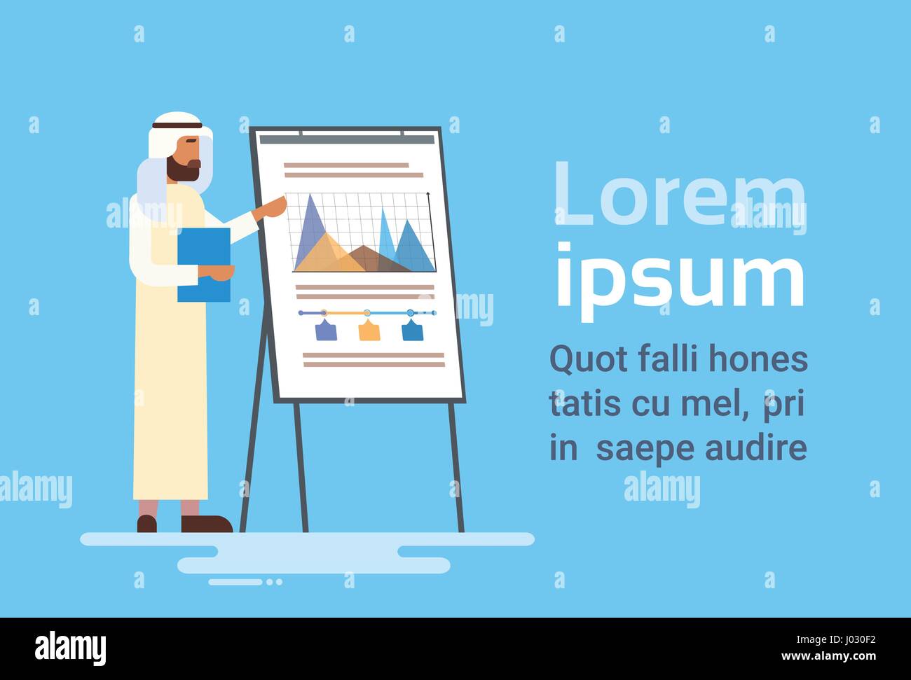 Arab Business Man Presentation Flip Chart Finance, Arabic Businessman