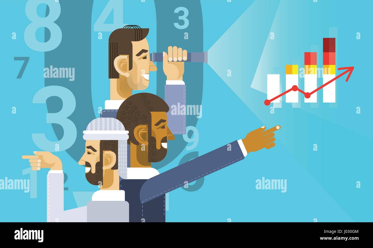 Arab Graph Arab Business Man Group Showing Finance Chart Graph Report Stock Vector ...