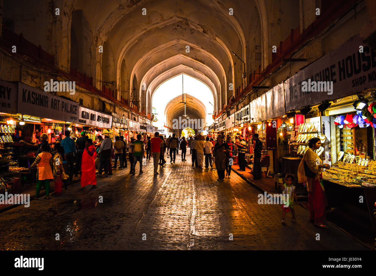meena bazar - a market in the entrace of red fort in chandani chowk, it is known for selling handicraft works from local people. Stock Photo