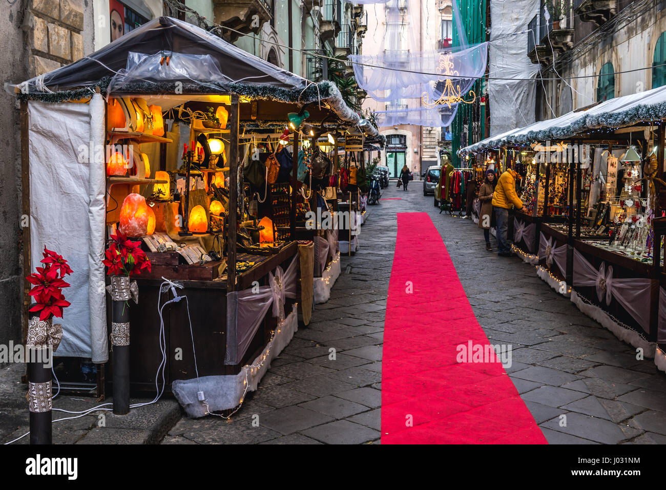 Christmas market in Catania city on the east side of Sicily Island