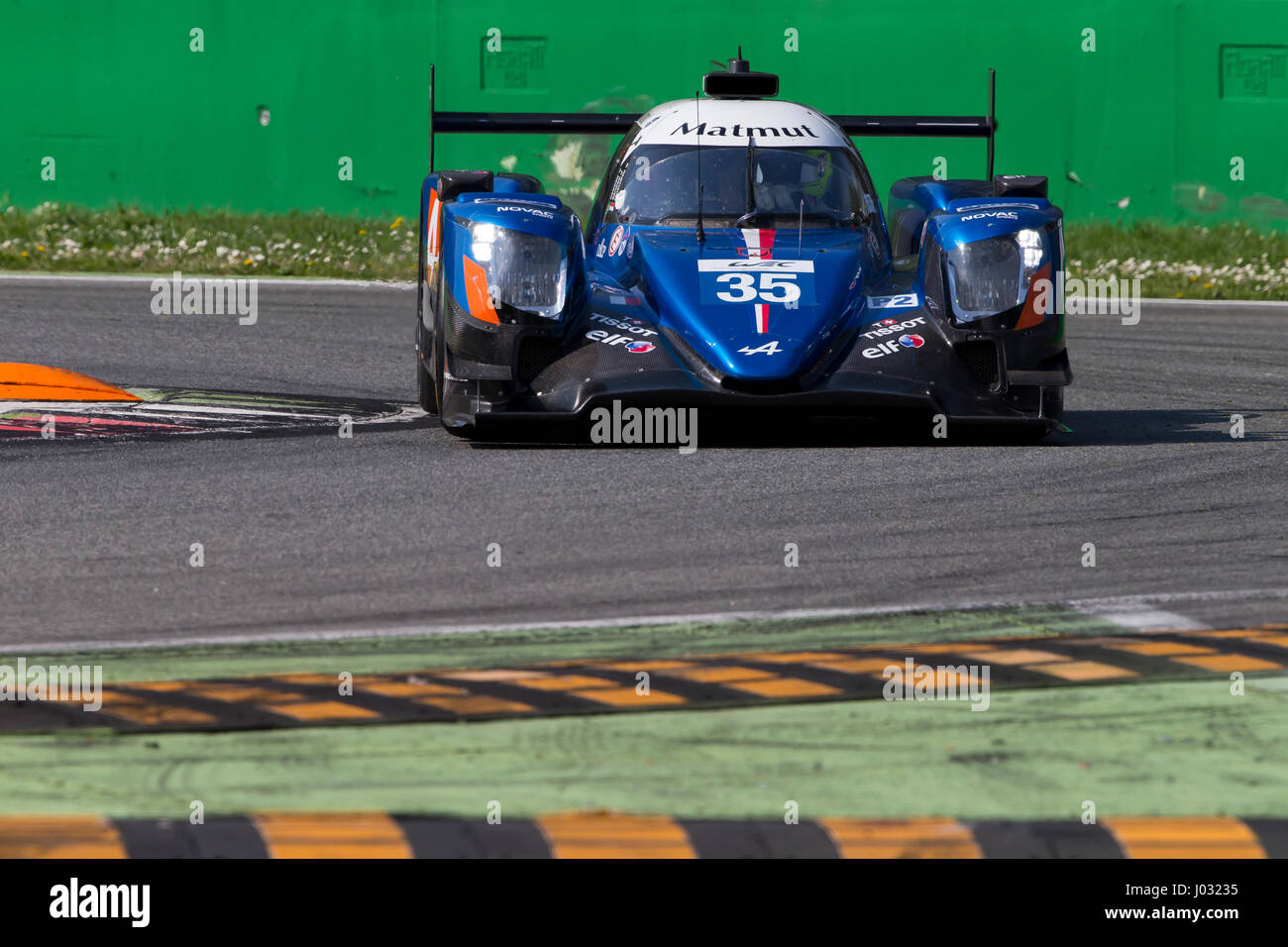 Monza, Italy - April 01, 2017: Alpine A470 - Gibson of Signatech Alpine Matmut Team, driven by P. Ragues / A. Negrao / N. Panciatici during the FIA Wo Stock Photo