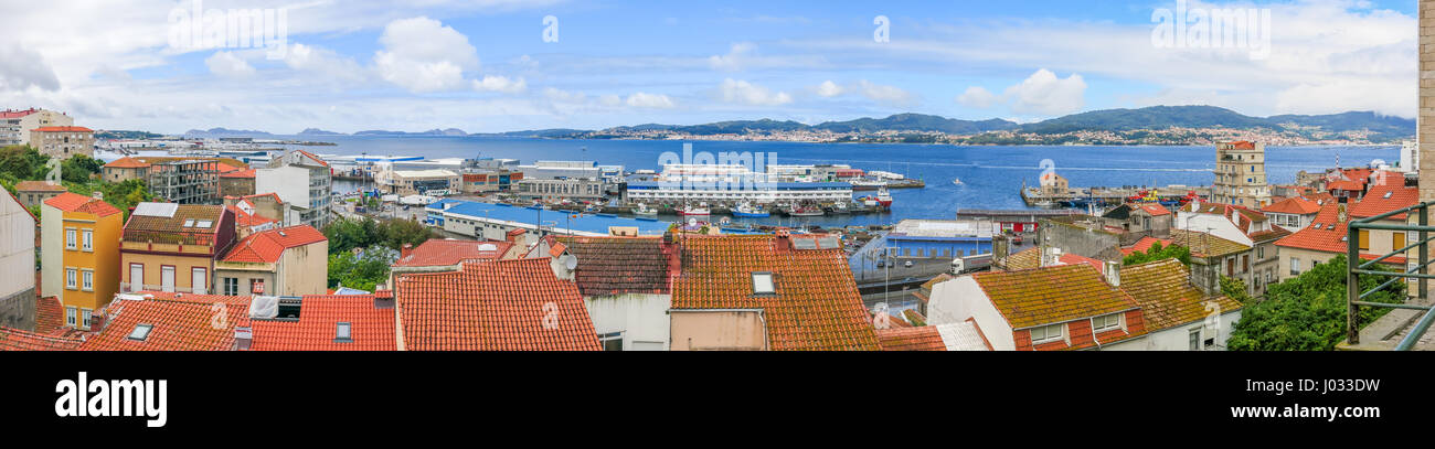 Panoramic view in Vigo from Castelo do Castro, Galicia, Spain, August-13-2014 Stock Photo