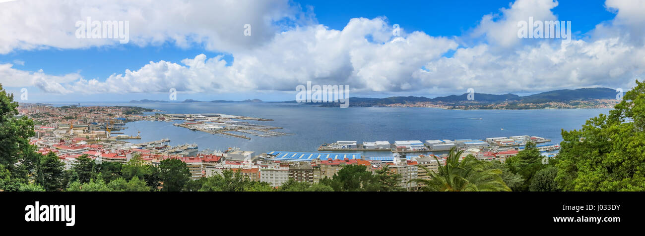Panoramic view in Vigo from Castelo do Castro, Galicia, Spain, August-13-2014 Stock Photo