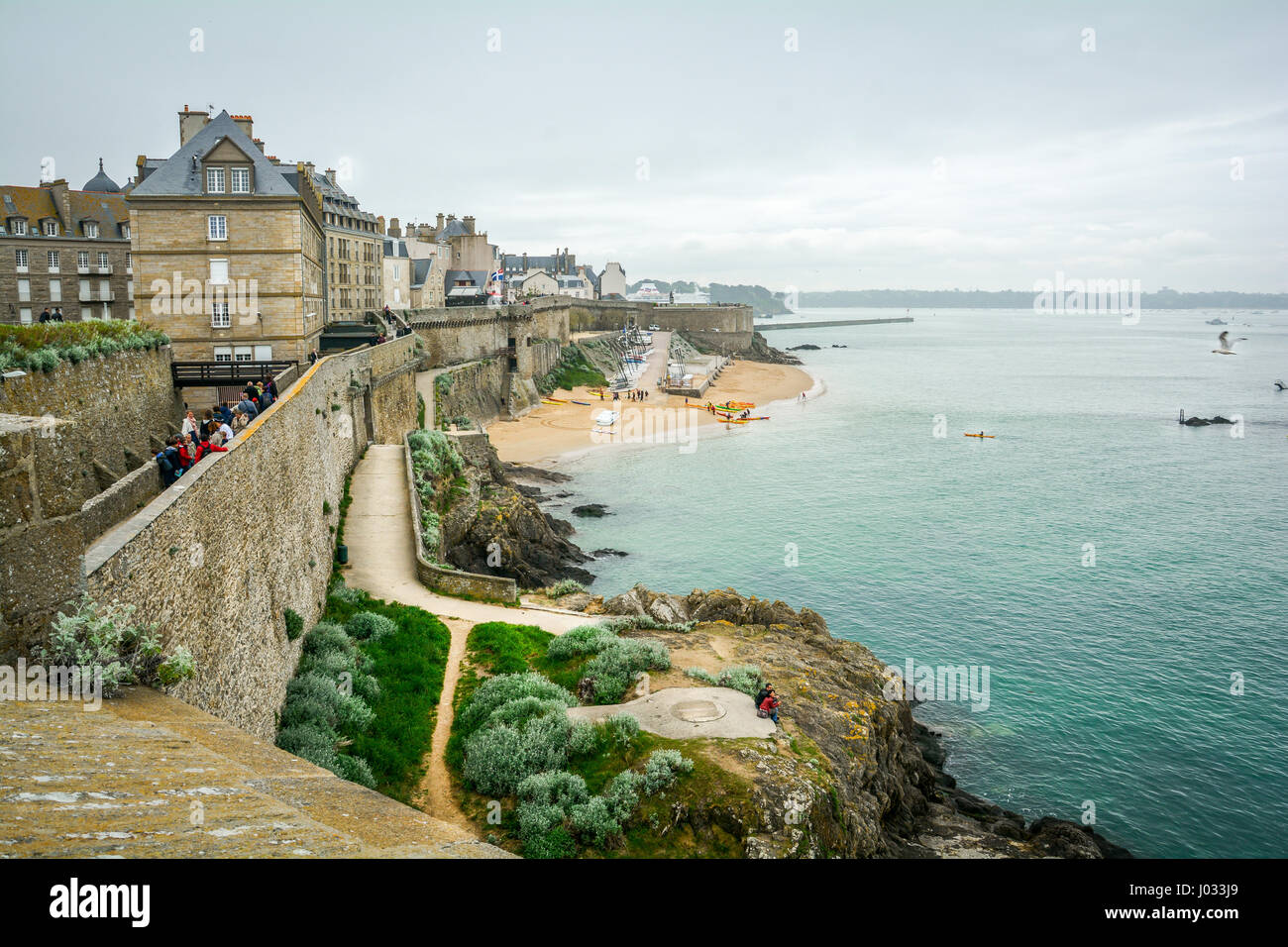 Saint Malo in a foggy morning, Brittany, France Stock Photo