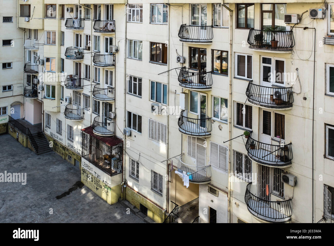 Apartment building in central Tbilisi, Eastern Europe Stock