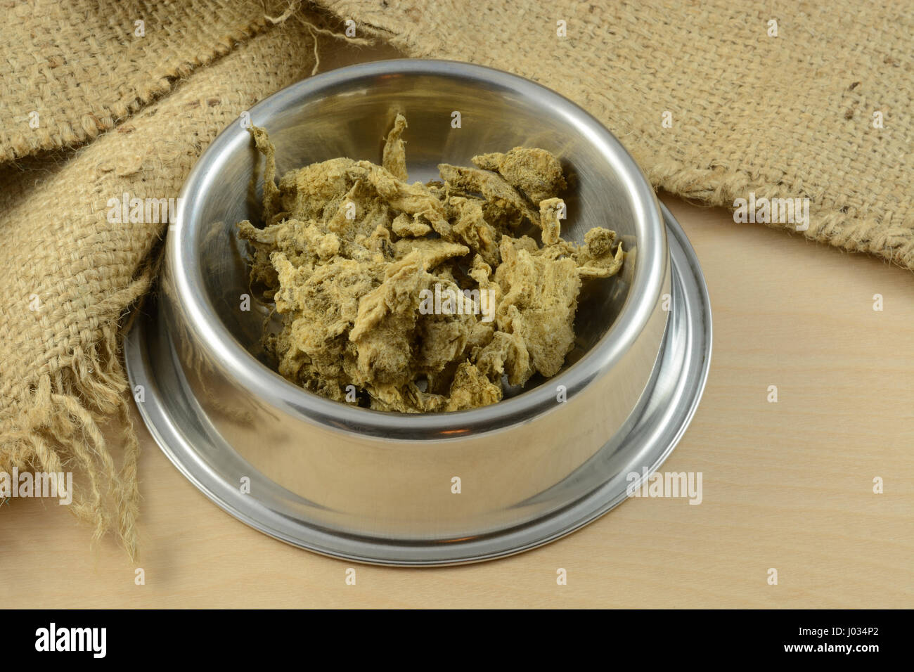 Dried crushed beef tripe dog or cat food and treat for dogs and cats in