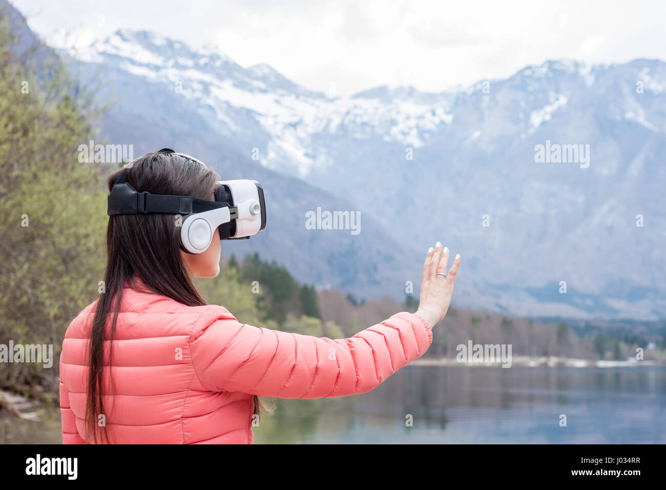 young woman in VR glasses Stock Photo - Alamy