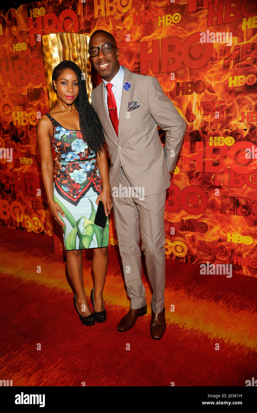Shahidah Omar (l) and J. B. Smoove attends HBO’s 2015 Emmy After Party