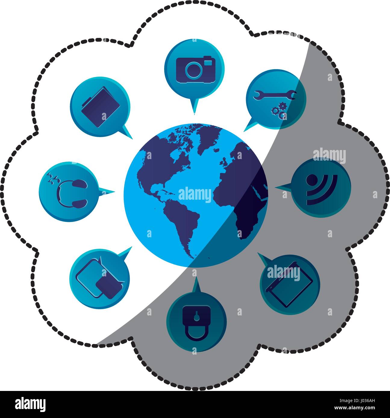 Sticker blue color world Stock Vector Images - Alamy