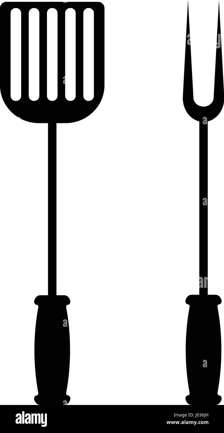 Bbq tools simple icon vector design template Stock Vector Art