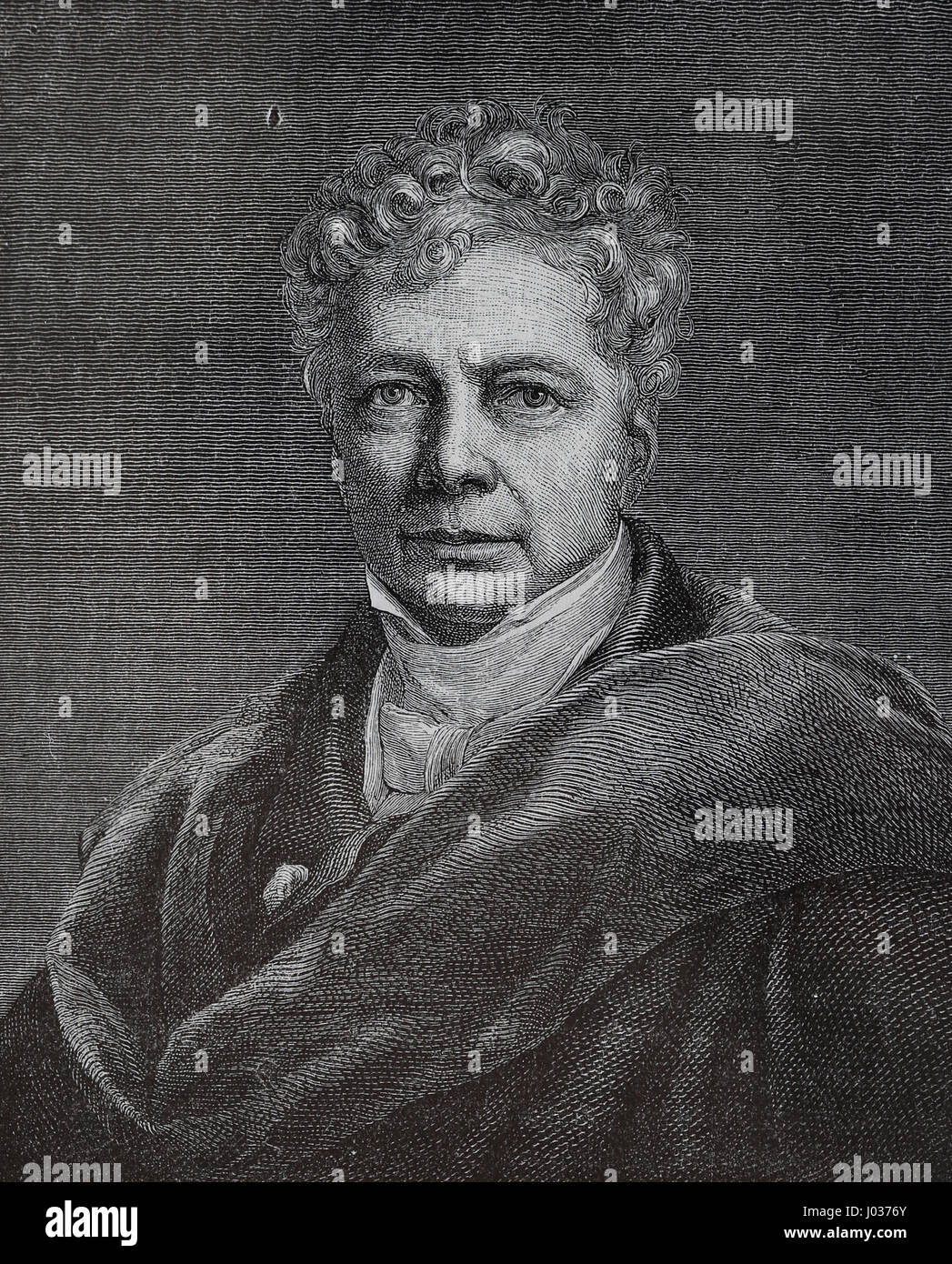 Friedrich Wilhelm Joseph Schelling (1775-1854). German philosopher. Engraving, Nuestro Siglo)1883. Spanish edition Stock Photo