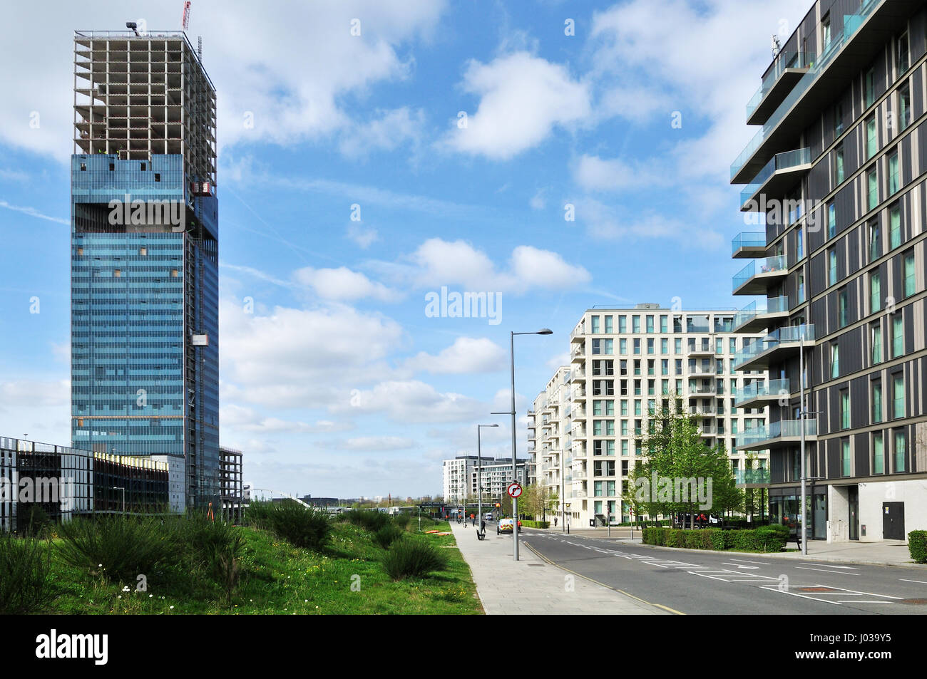 New apartments and construction at East Village, Stratford, East London