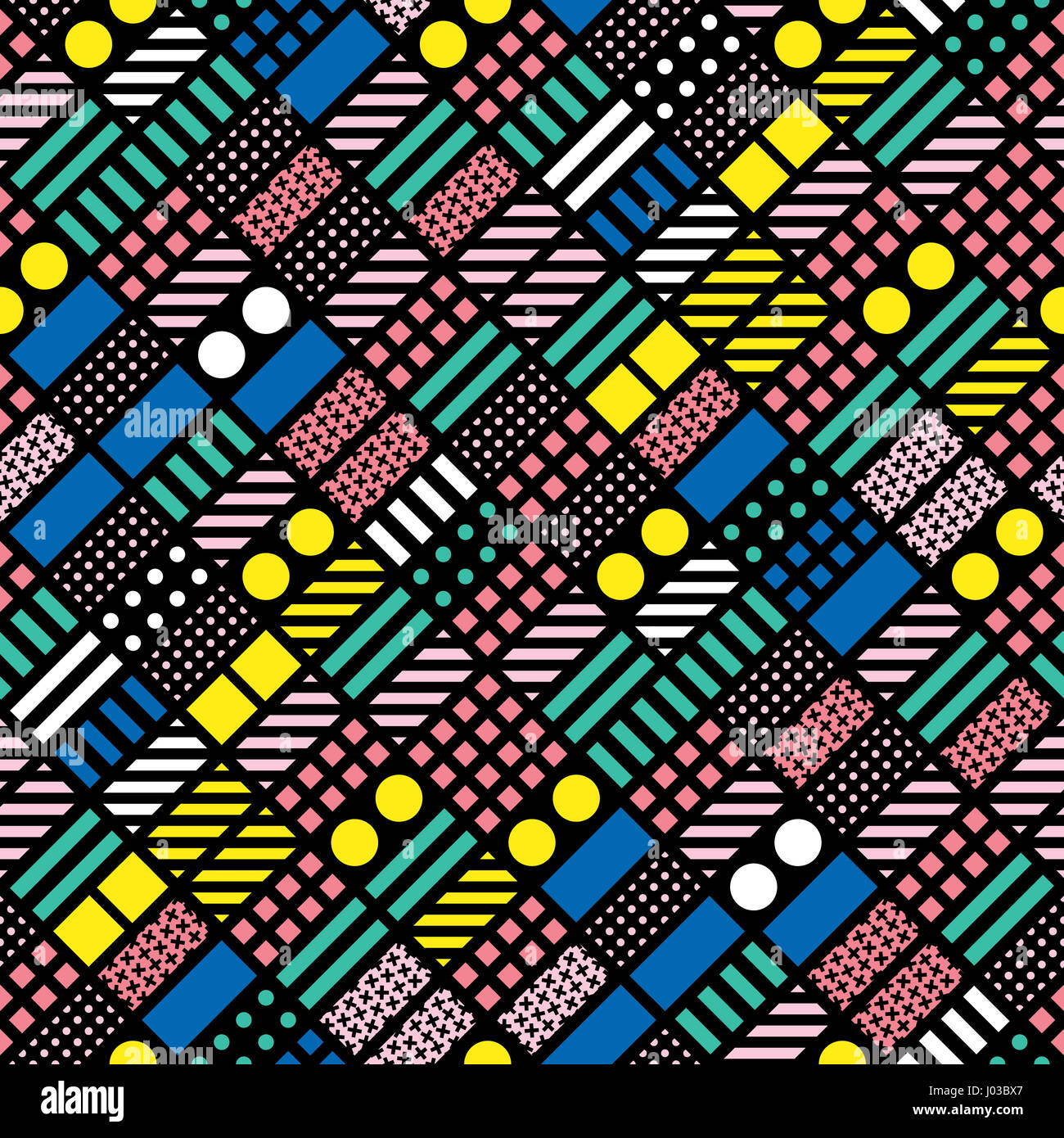 Colorful bold bright seamless pattern. Trendy design in 80-90s style ...