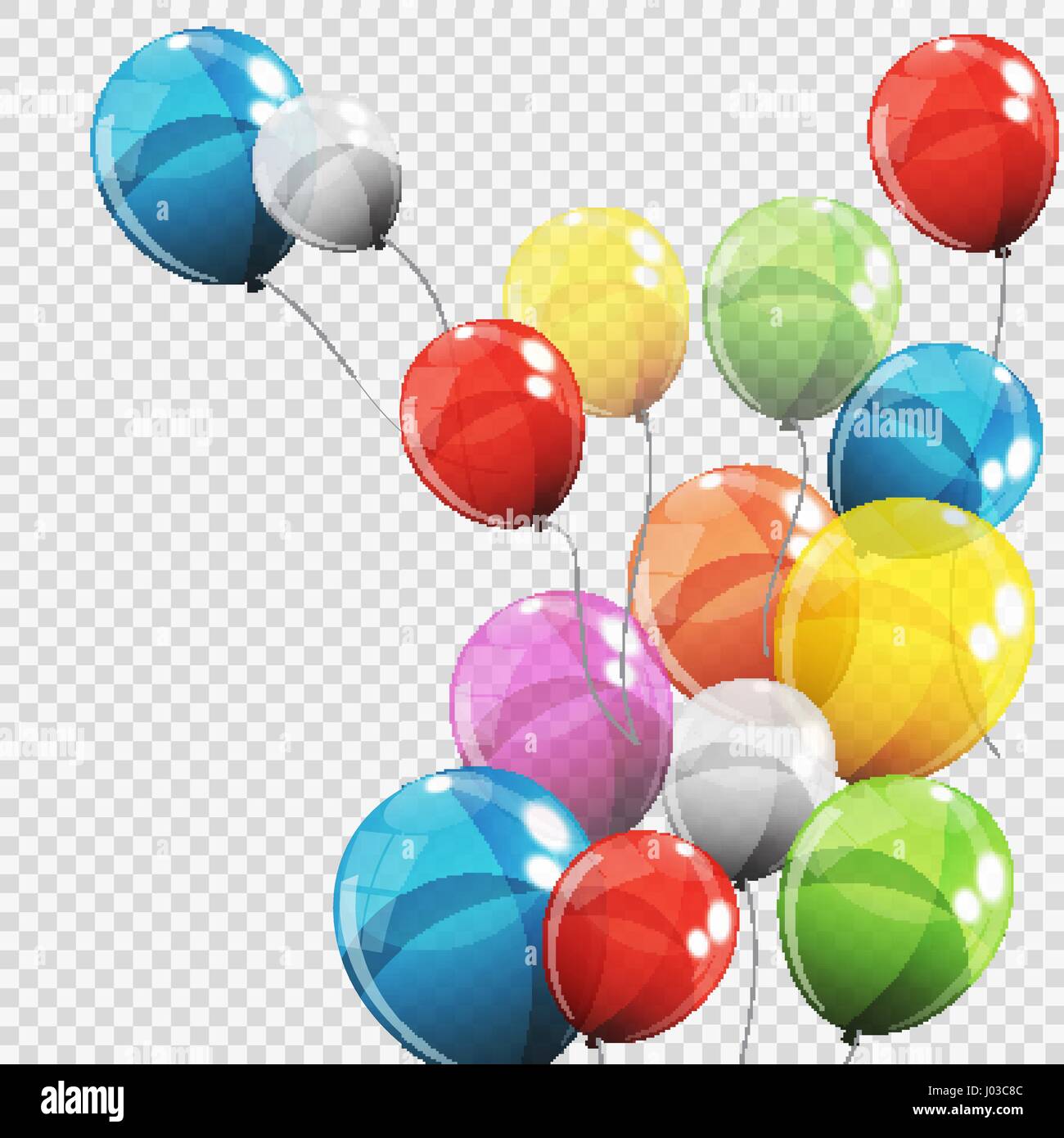 Group of Colour Glossy Helium Balloons Isolated on Transparent B Stock ...