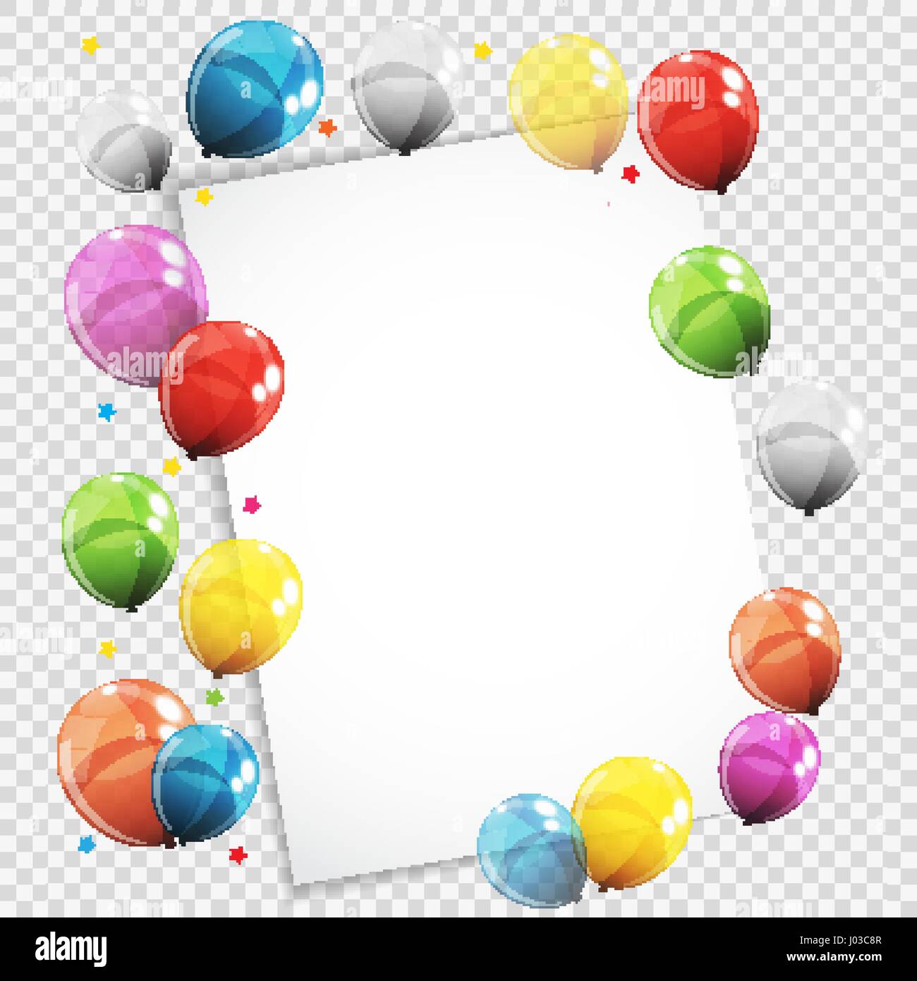Group of Colour Glossy Helium Balloons with Blank Page Isolated Stock ...