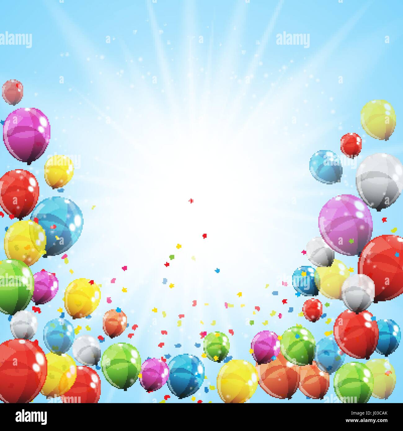 Group of Colour Glossy Helium Balloons Isolated on Sky Natural B Stock ...