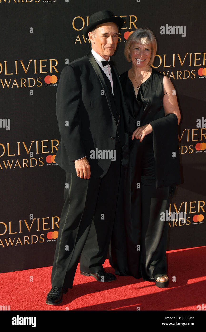 Mark Rylance and Claire van Kampen attending the Olivier Awards 2017, held at the Royal Albert Hall in London. Stock Photo