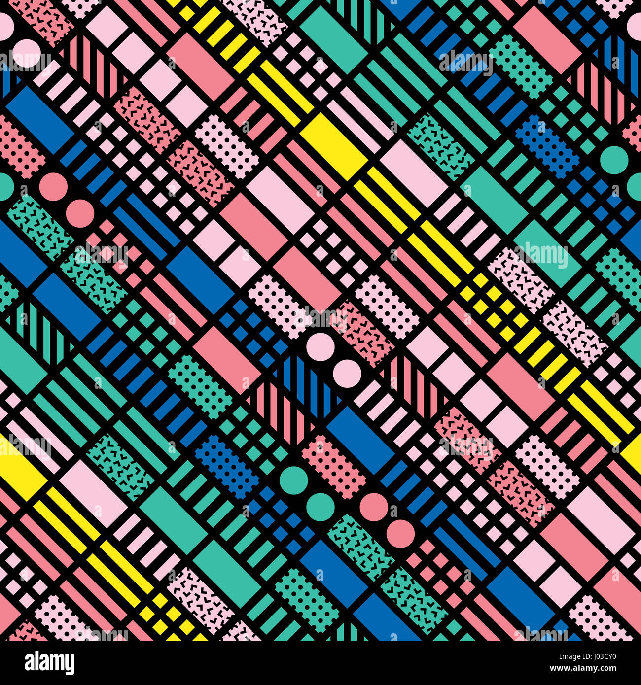 Colorful bold bright seamless pattern. Trendy design in 80-90s style ...