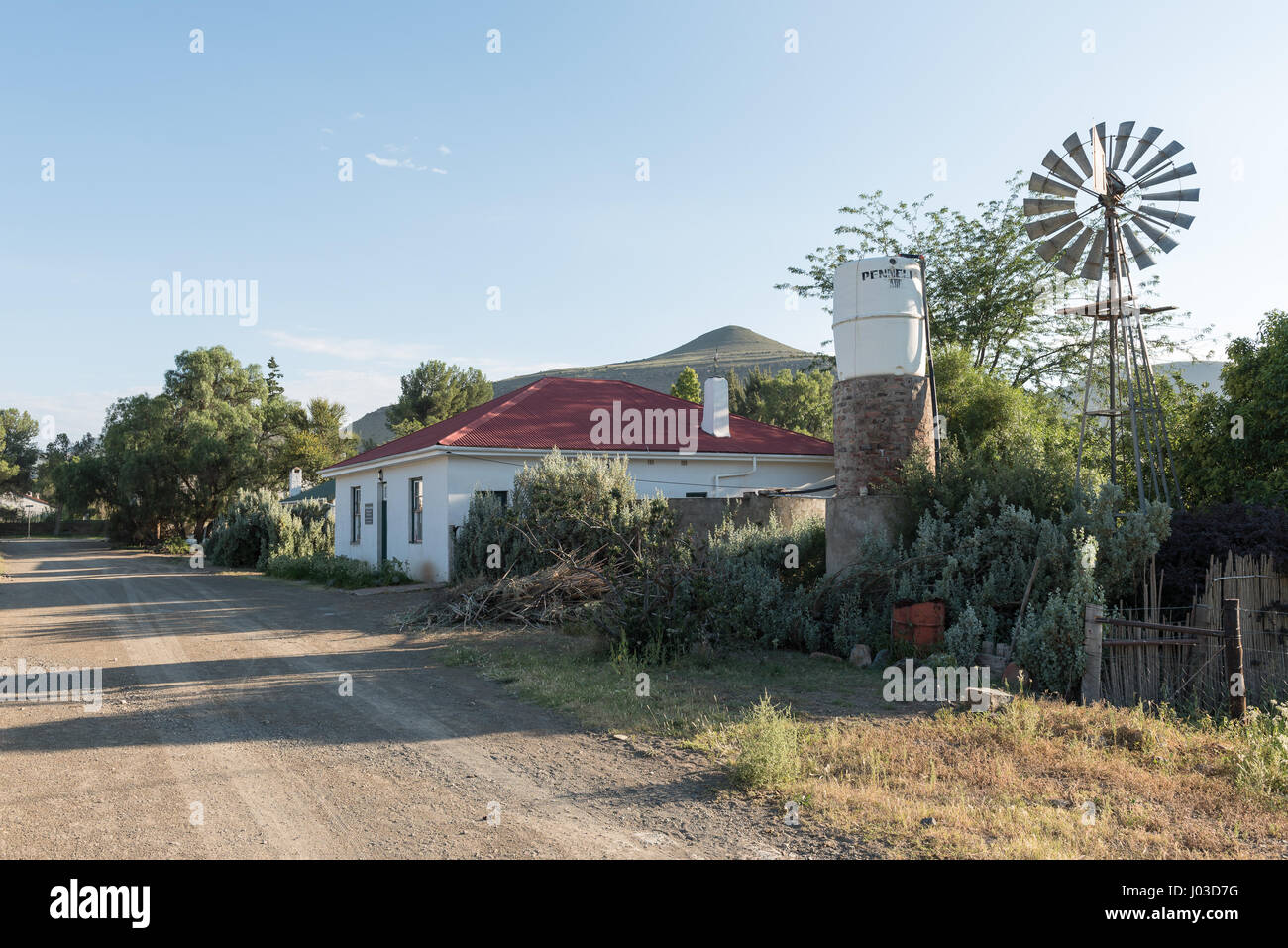 NIEU BETHESDA, SOUTH AFRICA MARCH 22, 2017 An early morning street