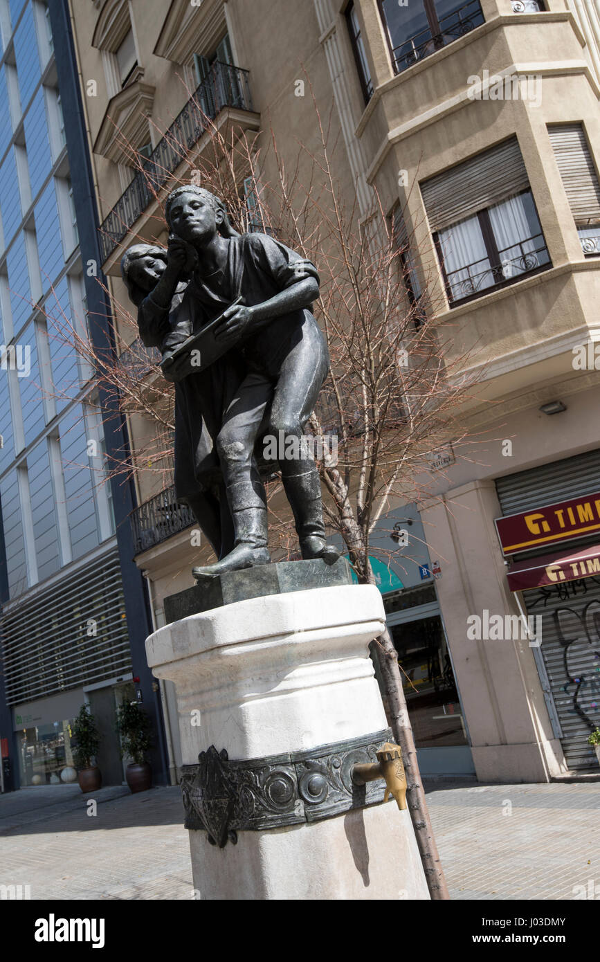 Statue in a small square in Barcelona, Spain Europe EU Stock Photo Alamy