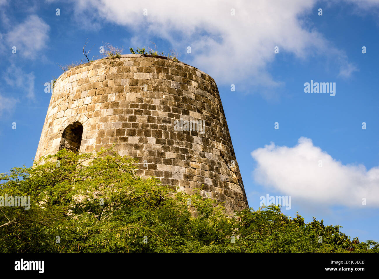 Ruins of Sugar Cane Mill, Antigua Stock Photo