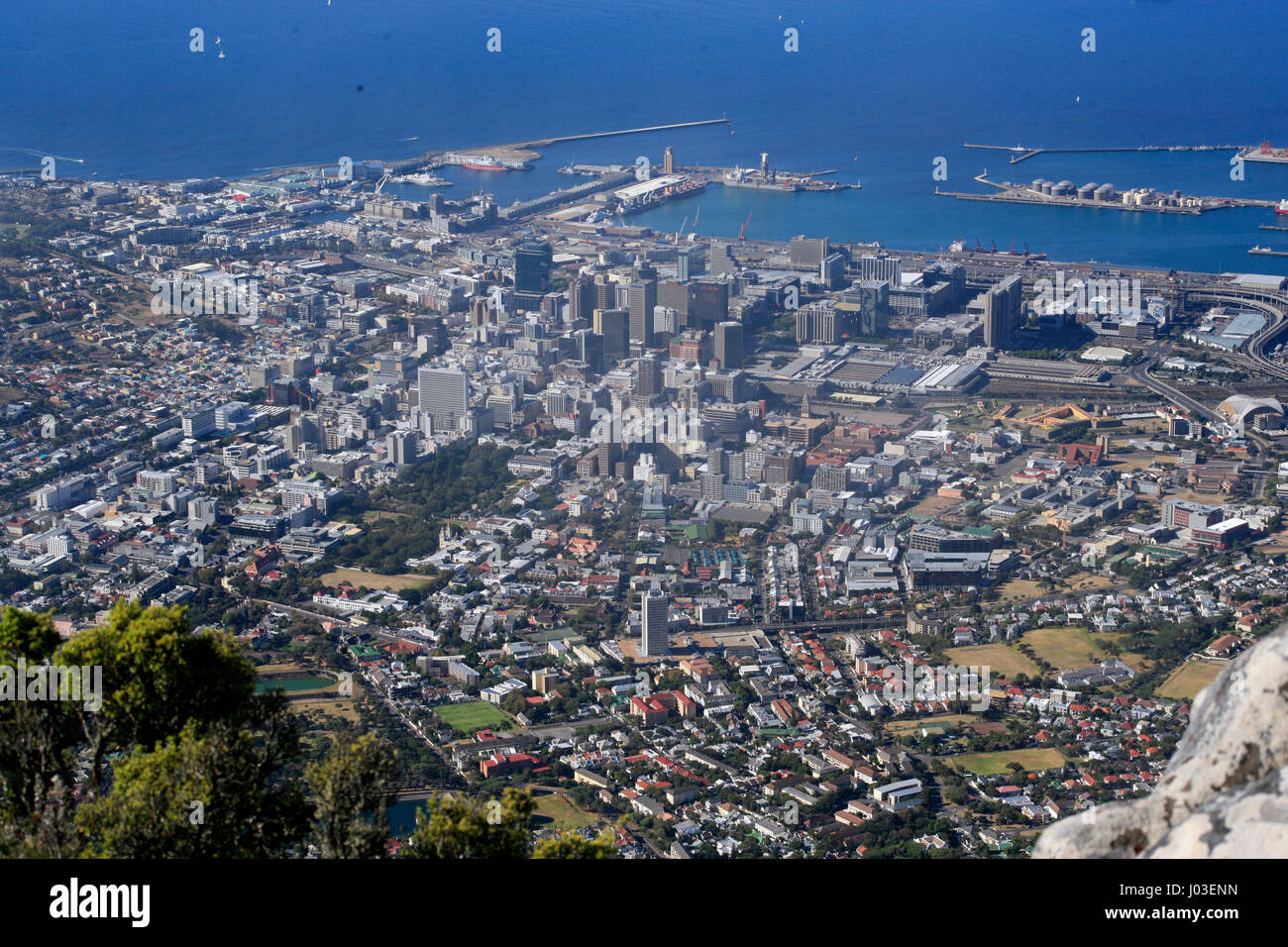A general view from Table Mountain shows Cape Town, in South Africa March  5, 2017.© John Voos Stock Photo - Alamy