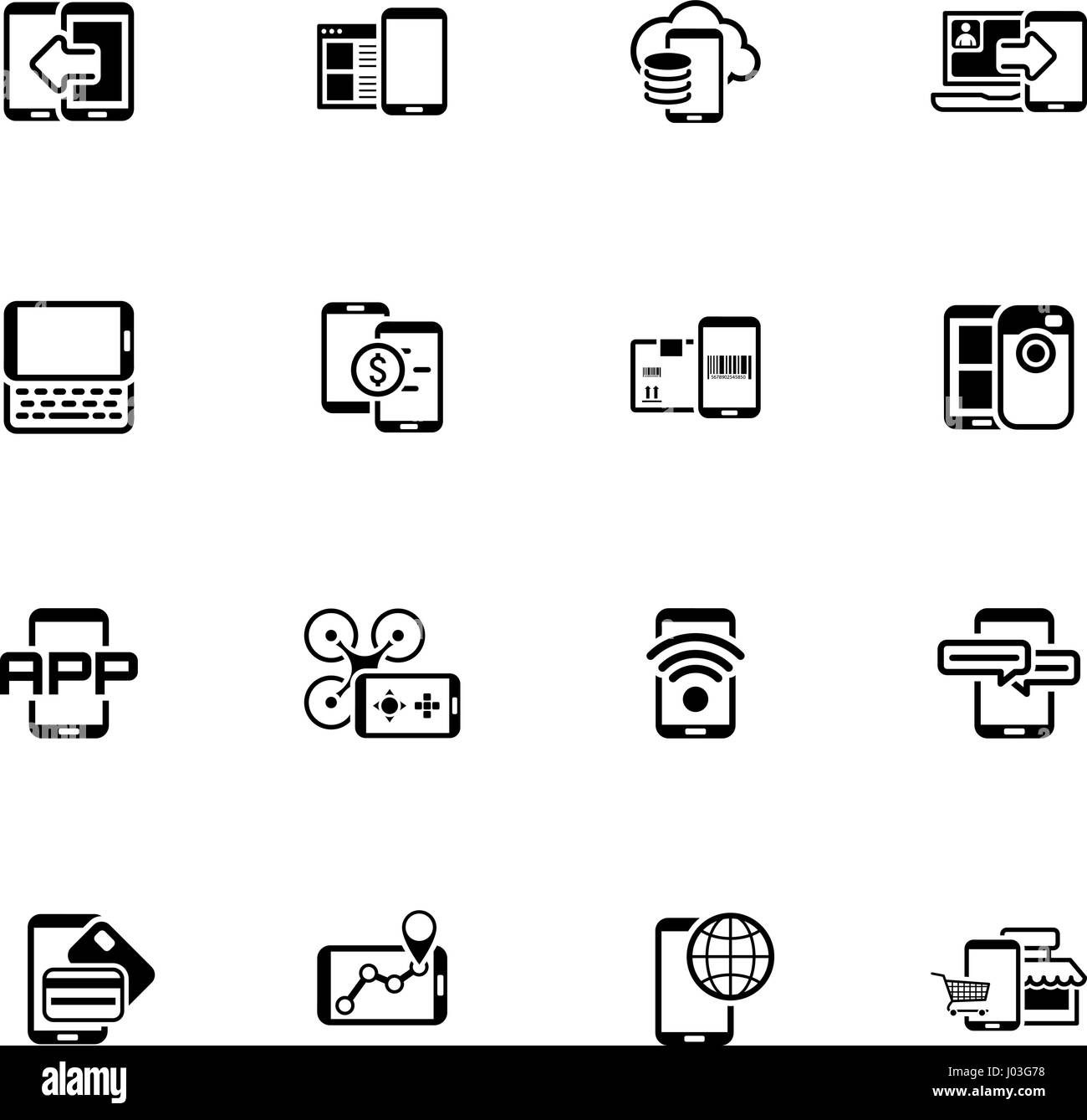 Flat Design Mobile Devices and Services Icons Set Stock Vector Image