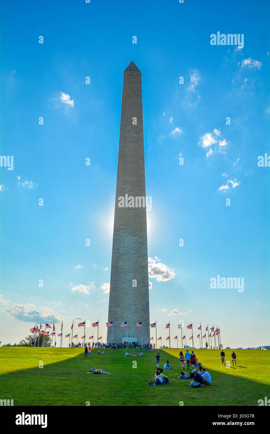 Washington Monument in a sunny afternoon, Washington D.C. Stock Photo