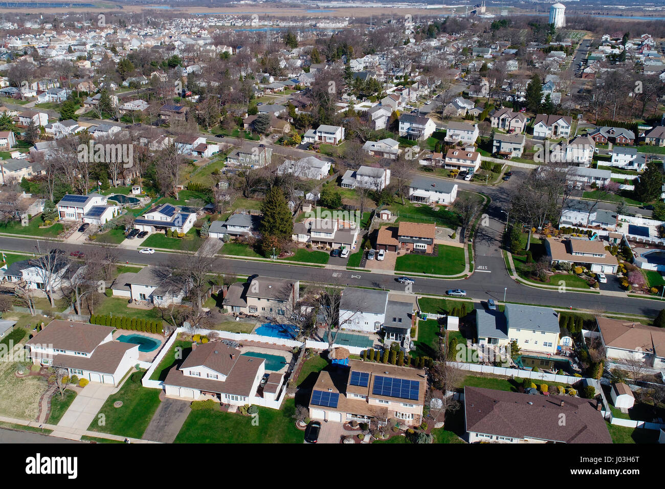 Aerial view of suburban area in Sayreville, New Jersey, USA Stock Photo