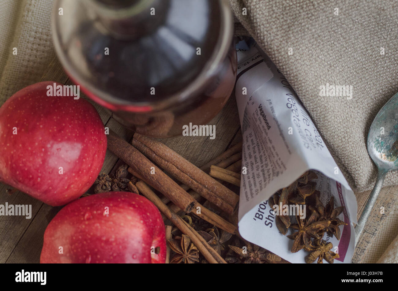 Preparing homemade apple sauce. Ingredients, apples, spices, mint etc Stock Photo Alamy