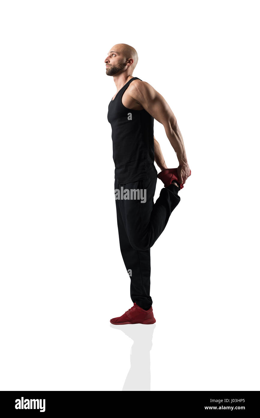 Stretching post workout Stock Photo