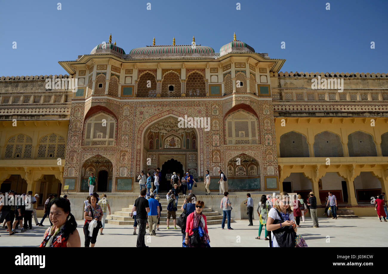 Tourist  at  Amer fort Stock Photo