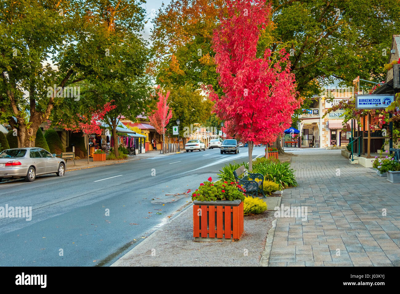 Hahndorf, South Australia April 9, 2017 Main street views of Hahndorf in Adelaide Hills area