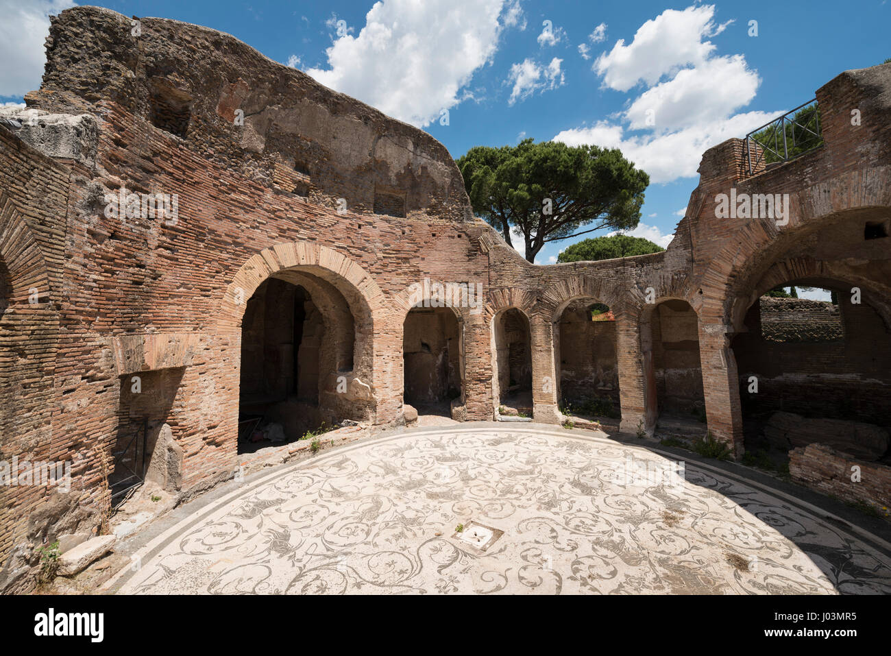 Rome. Italy. Ostia Antica. Baths of the Seven Sages, circular room of the frigidarium. Terme dei Sette Sapienti. Stock Photo