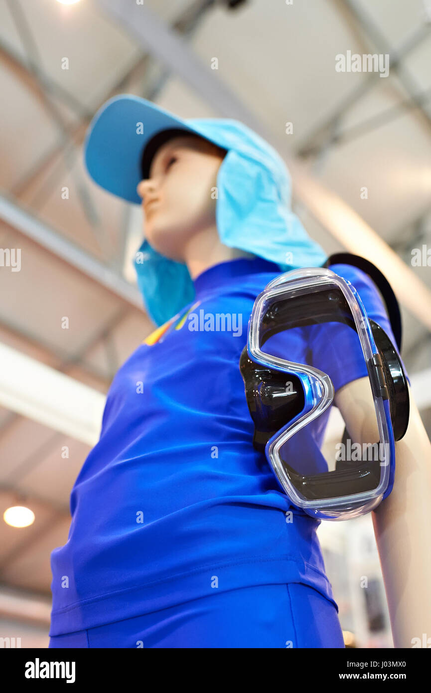 Mannequin boy with a swim mask indoors Stock Photo Alamy