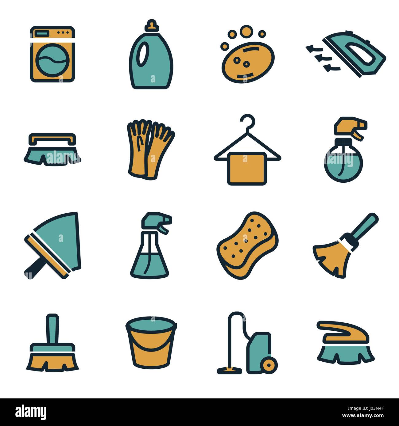 Vector Flat Cleaning Icons Set On White Background Stock Vector Image 