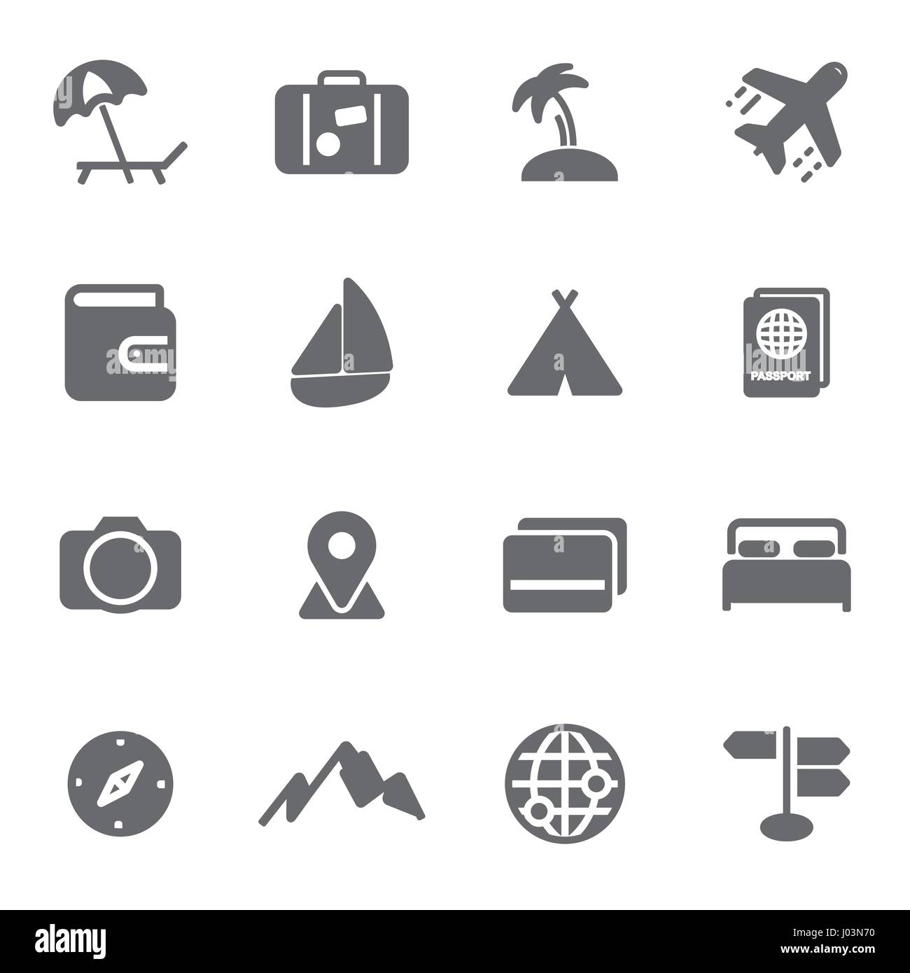 Vector black travel icons set on white background Stock Vector Image ...