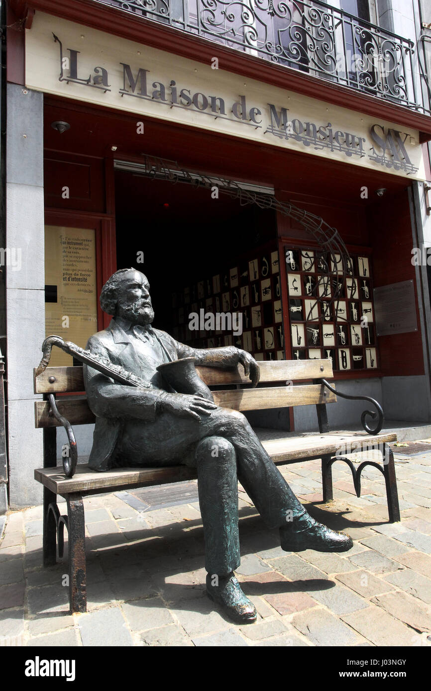 Exterior of the museum of the inventor of the saxophone, Adolphe Sax in Dinant, Belgium. Stock Photo