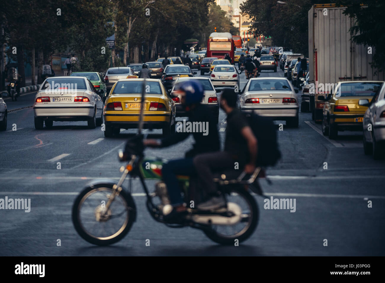 Tehran Driving Traffic in Tehran city, capital of Iran and Tehran Province Stock Photo ...