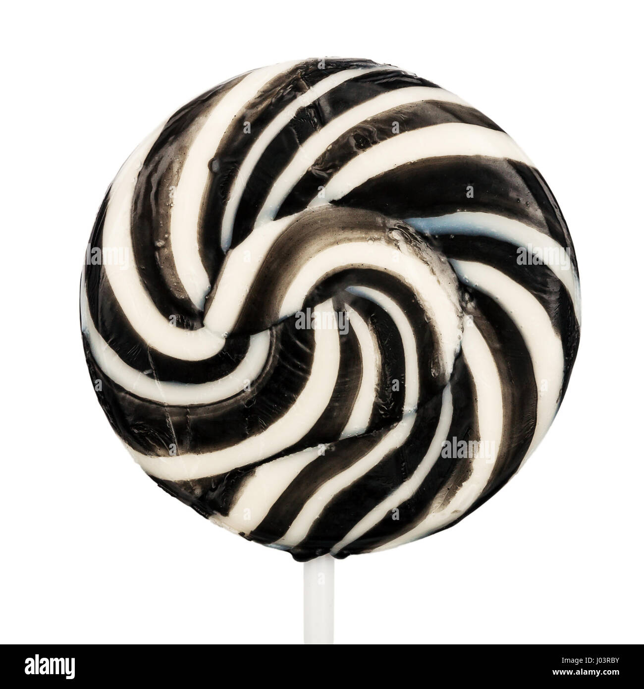 Black and white spiral lollipop isolated on white background Stock Photo