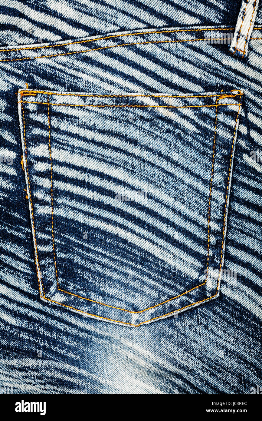 Striped blue jeans texture with back pocket Stock Photo Alamy