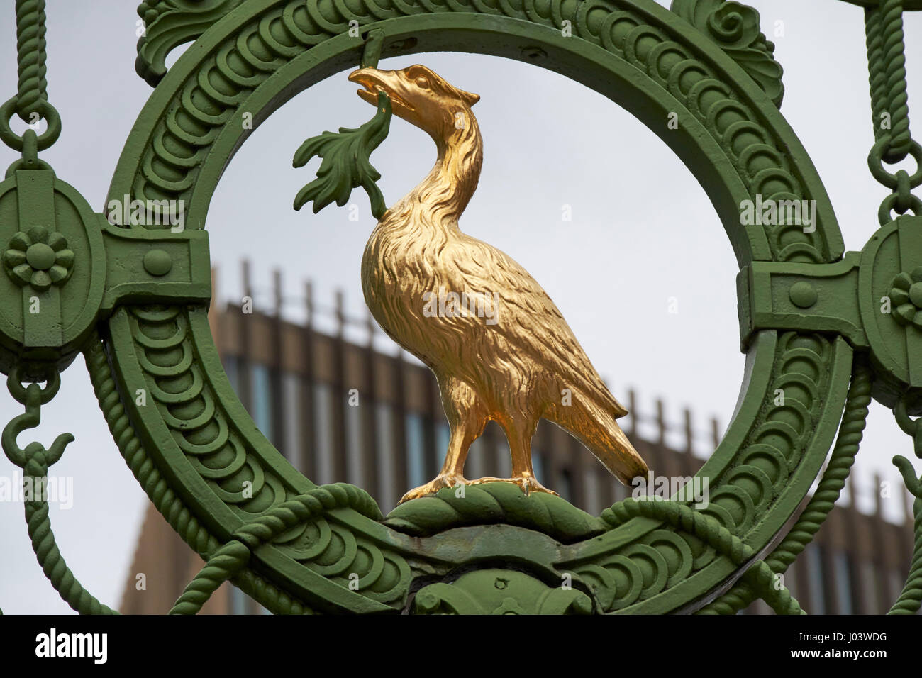 golden liver bird on the gates of the old sailors home now in liverpool one Liverpool UK Stock Photo