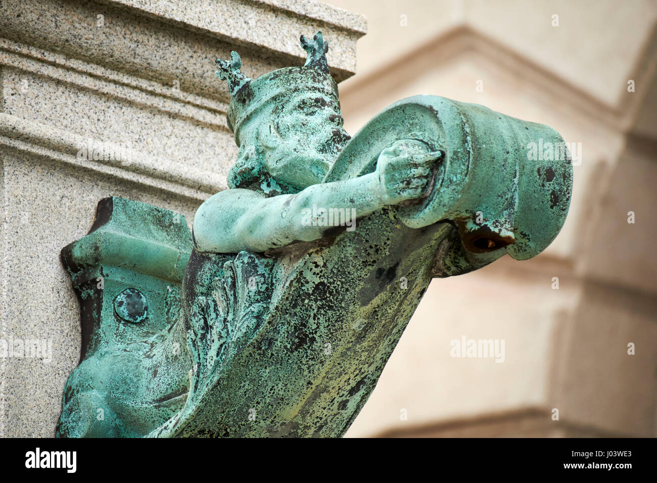 sea god neptune bronze sculptures on the lighting at the port of