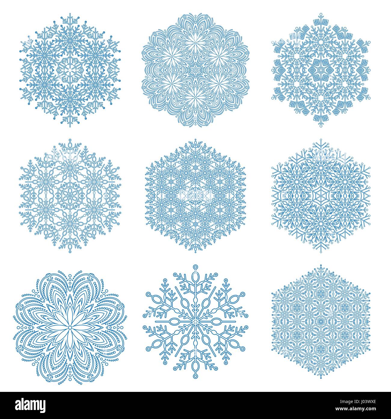 Set of Vector Snowflakes Stock Vector Image & Art - Alamy