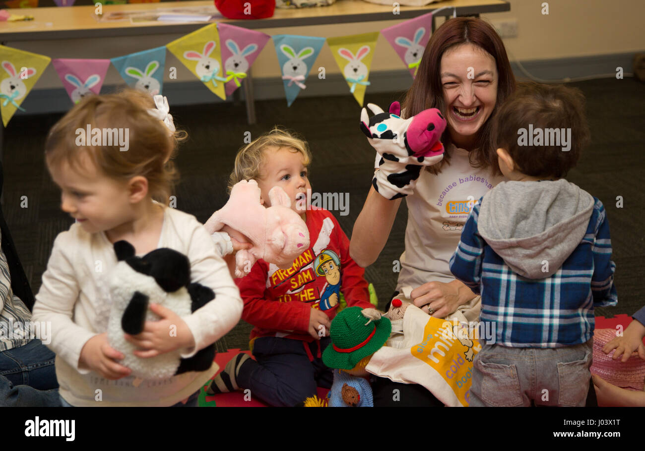 Baby & Toddler class with puppets Stock Photo Alamy