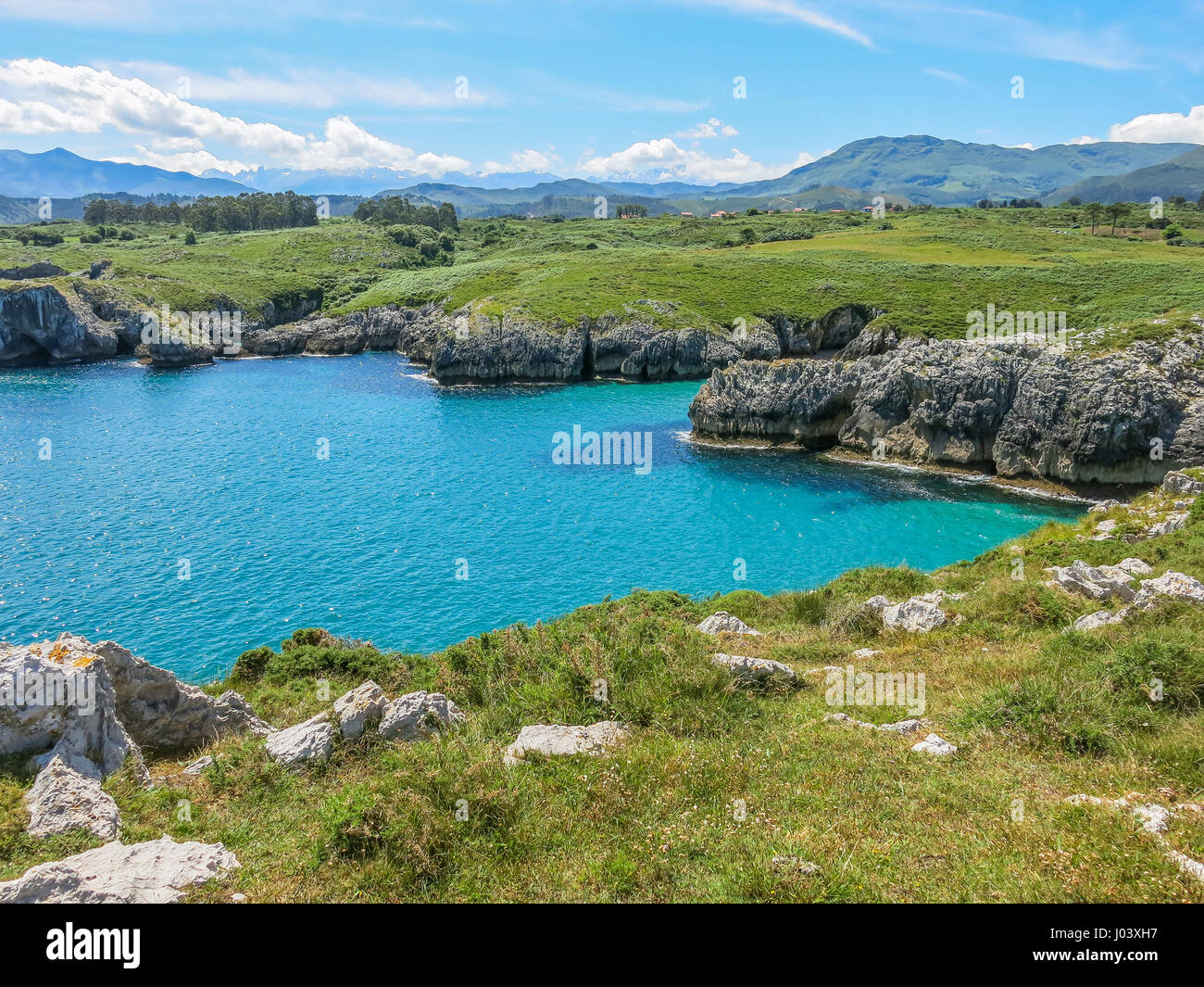 Scenic coastline at Cabo de Mar, between Llanes and Ribadesella, Asturias, northern Spain Stock Photo